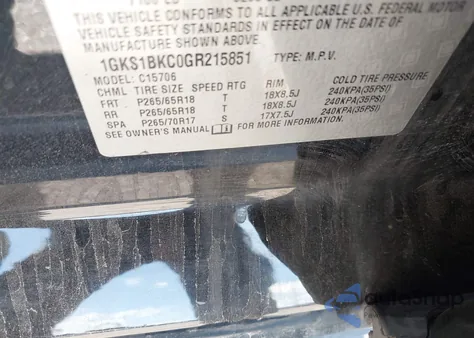 2016 GMC Yukon Slt z USA, uszkodzony, nr VIN 1GKS1BKC0GR215851